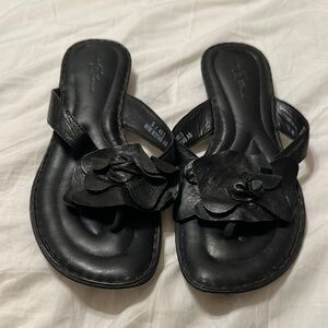 Born Crown Black Floral Sandals with Decorative Details